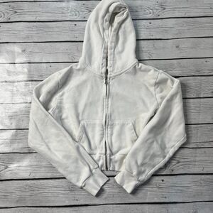 White Cropped Hoodie